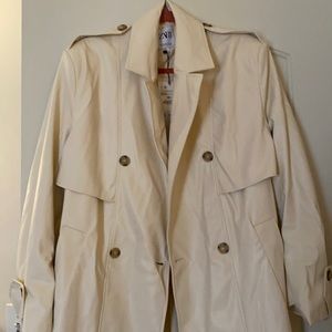 Zara faux leather ecru trench coat